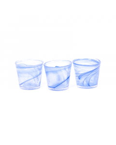 Small blue wavy mug set
