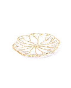 Medium golden wooded glass dish