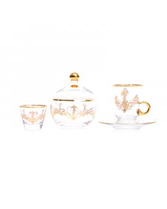 Luxurious Turkish crystal coffee and tea set 50 pieces, golden