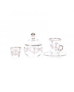 Luxurious Turkish crystal coffee and tea set 50 pieces, silver