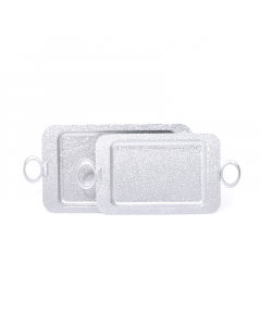 A set of traditional silver serving trays, 2 pieces