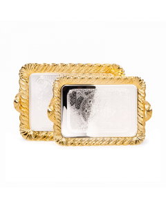 Set of 2 golden silver trays