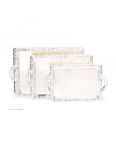 Set of silver wooded trays, 3 pieces