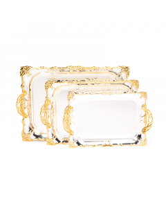Set of 3 golden silver trays