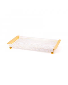 Marble serving tray with golden handle