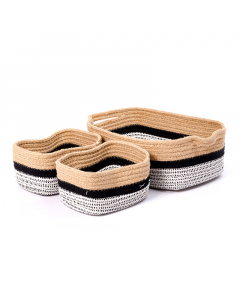 Cotton Fabric Storage Basket Set 3 Pieces