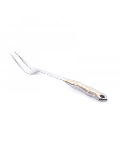 Steel fork with golden engraving