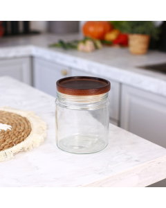  glass jar with woody cover 700ml