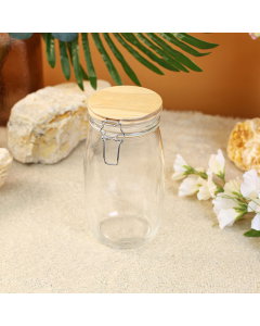 Glass jar with wooden lid with lock, 1500 ml